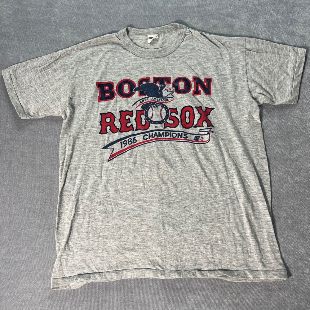Vintage Eastport Boston Red Sox 1986 Champions T-Shirt Gray XL Made in USA MLB